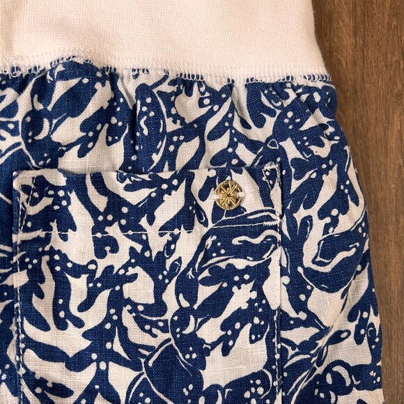 NEW Lilly Pulitzer Beach Palazzo Linen Pant Oyster Bay Blue White Sz XS - Picture 11 of 12